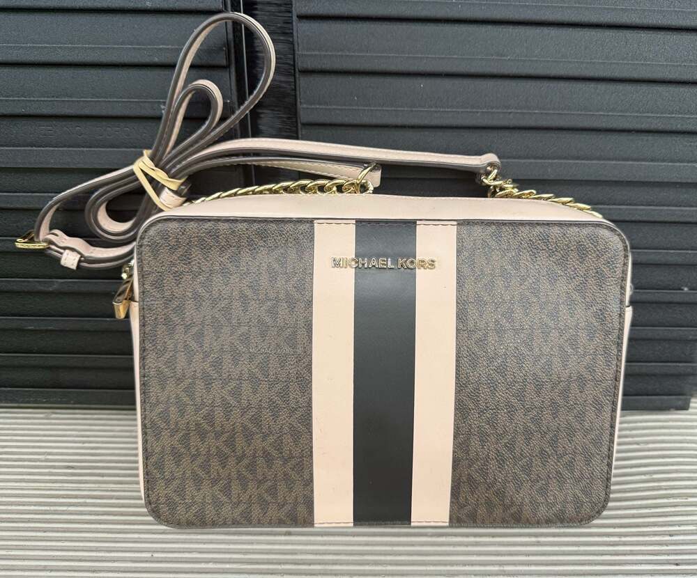 Michael Kors Ginny Medium Logo Stripe Crossbody Bag
